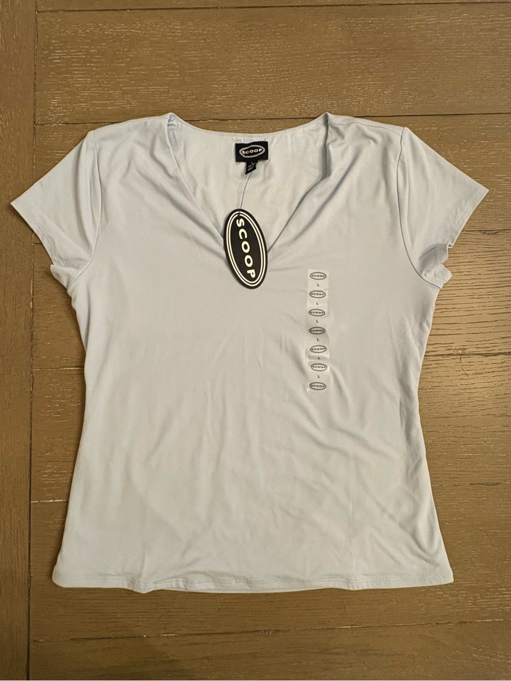 Women's light blue V-Neck Short Sleeve Tee